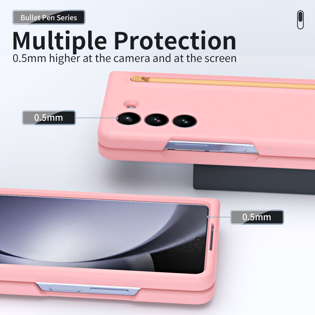 For Galaxy Z Fold6 5G Case Skin-Touch Hard PC Phone Cover with Tempered Glass Film and Stylus - Pink