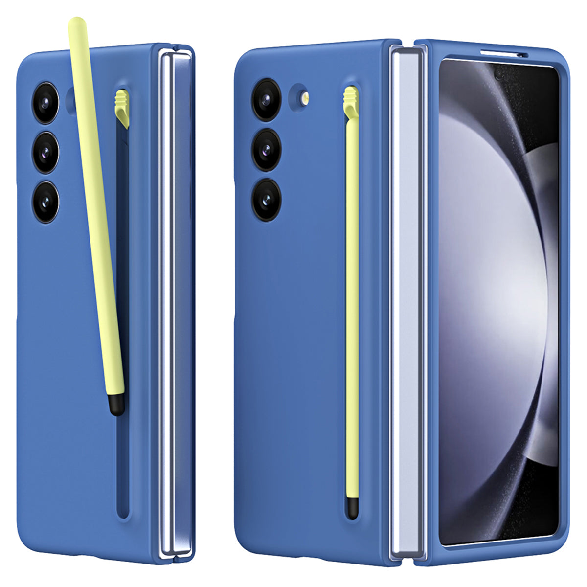 For Galaxy Z Fold6 5G Phone Case Skin-Touch Hard PC Shell with Stylus - Sky Blue