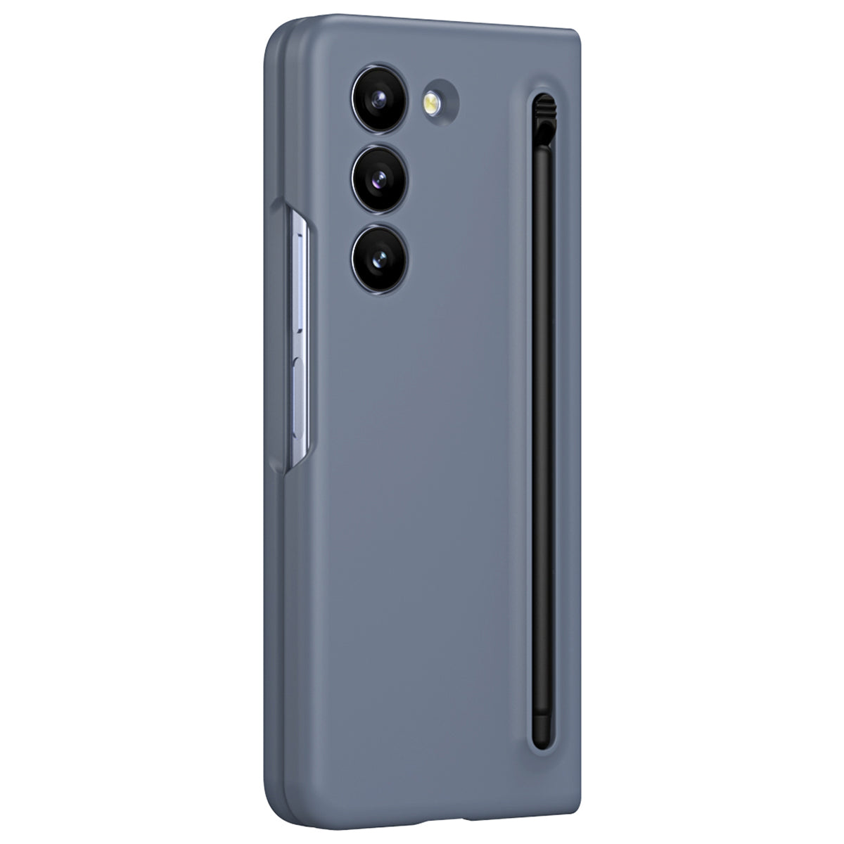 For Galaxy Z Fold6 5G Phone Case Skin-Touch Hard PC Shell with Stylus - Dark Grey