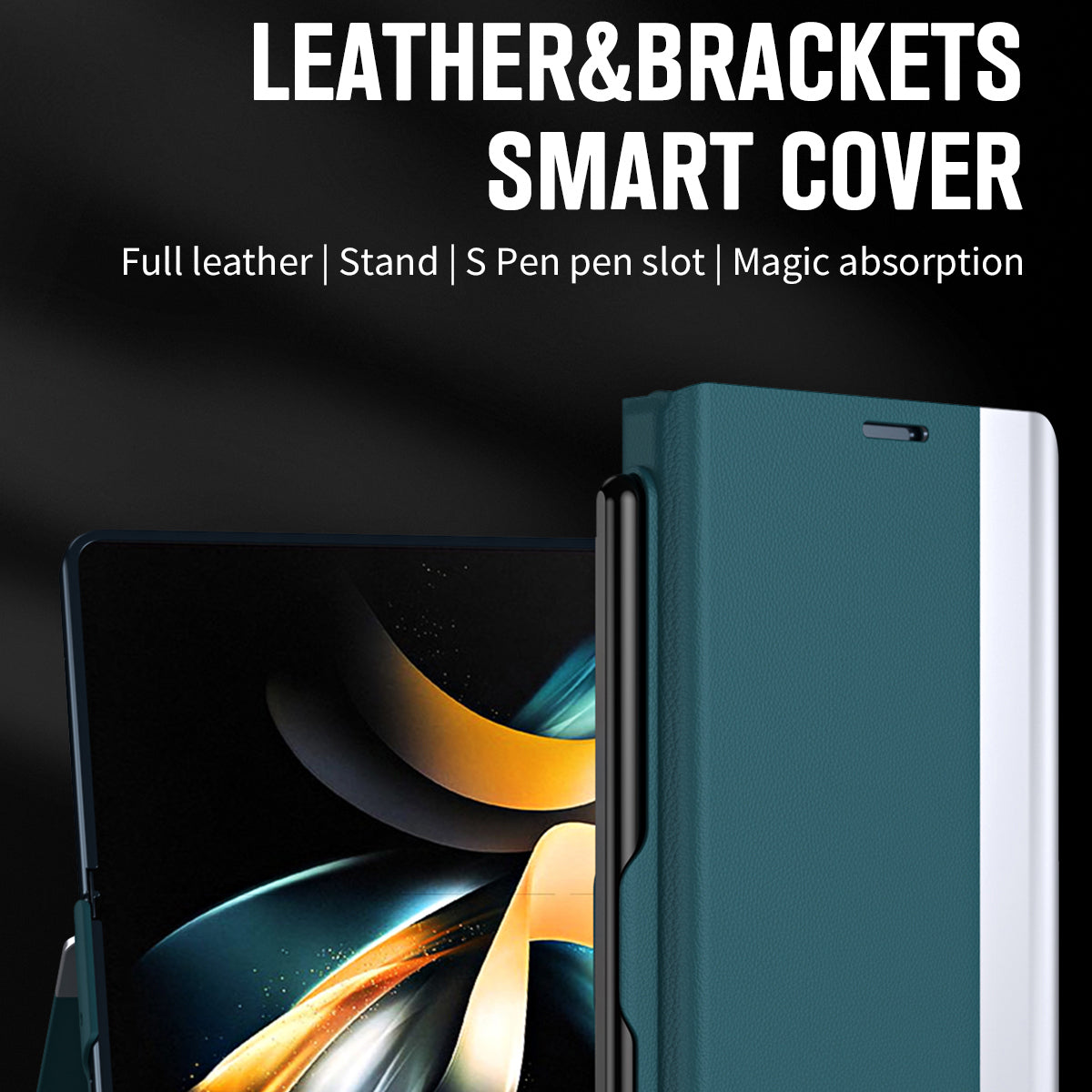 For Samsung Galaxy Z Fold6 5G Case Electroplating Pen Slot Phone Cover with Stylus - Black