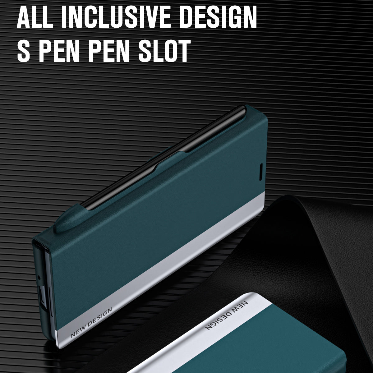 For Samsung Galaxy Z Fold6 5G Case Electroplating Pen Slot Phone Cover with Stylus - Black