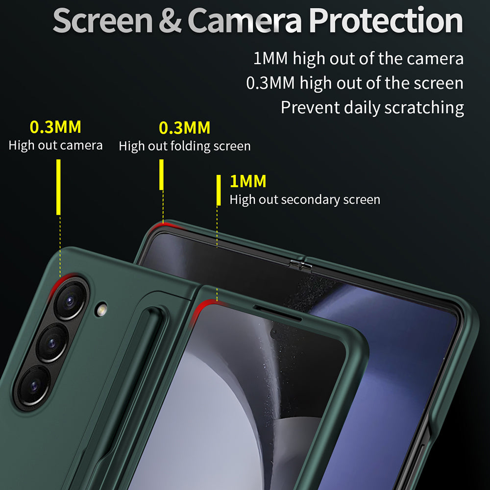For Samsung Galaxy Z Fold6 5G Case Kickstand Hard PC Slim Phone Cover with Stylus - Green