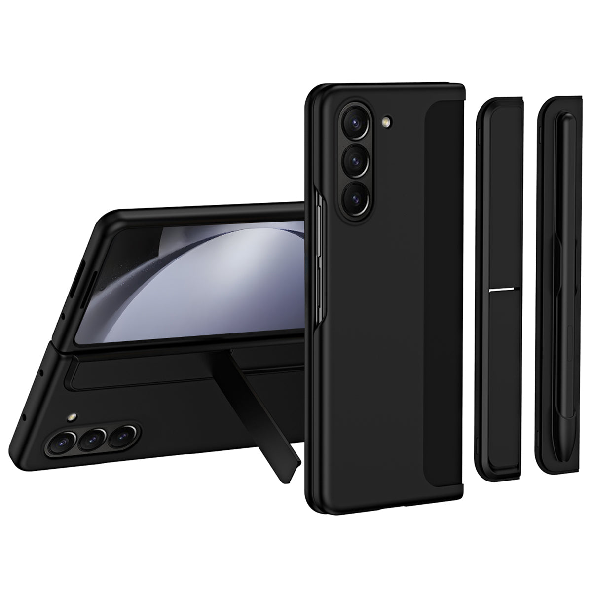 For Samsung Galaxy Z Fold6 5G Case Kickstand Hard PC Slim Phone Cover with Stylus - Black