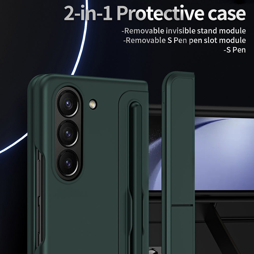 For Samsung Galaxy Z Fold6 5G Case Kickstand Hard PC Slim Phone Cover with Stylus - Purple