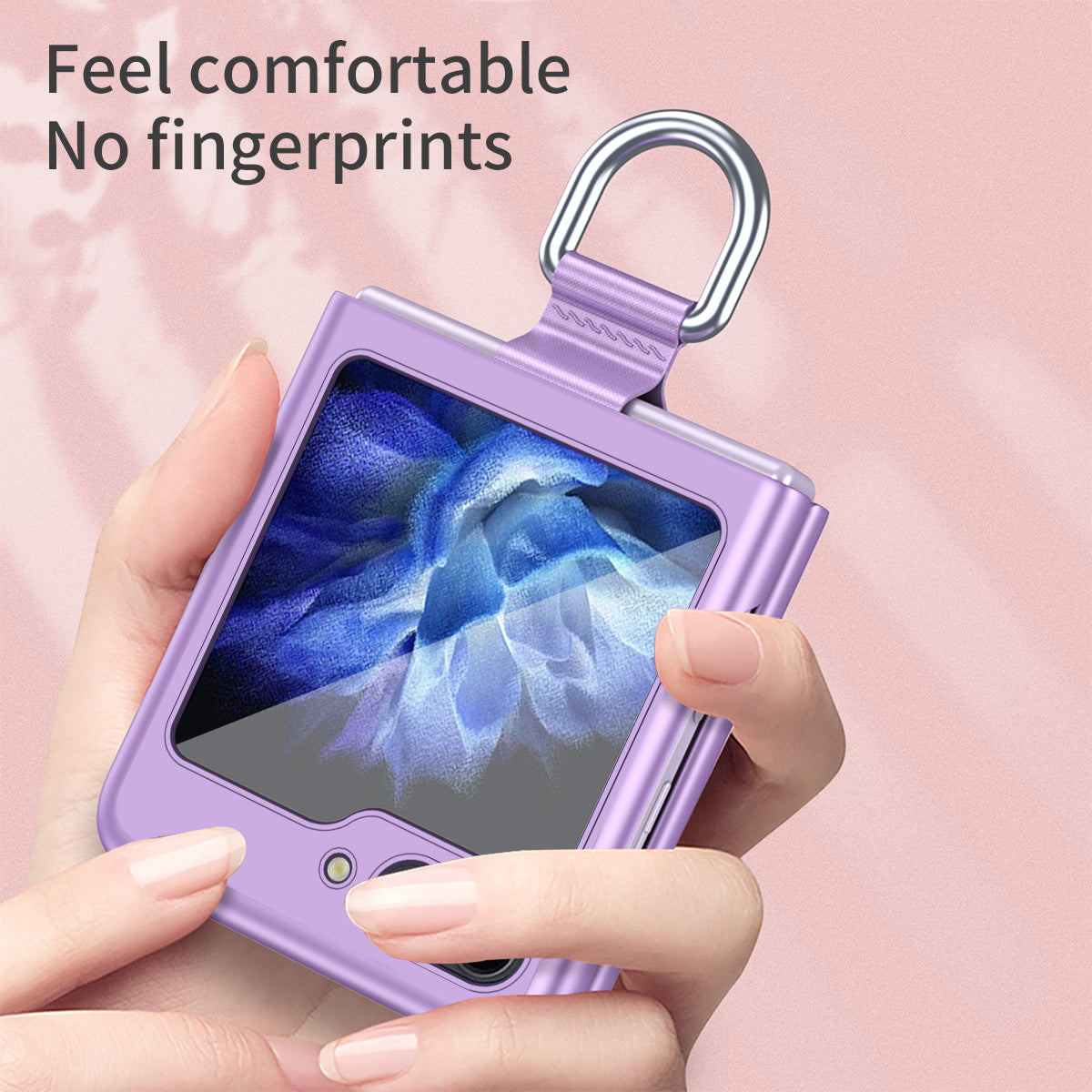 For Samsung Galaxy Z Flip6 5G Folded Phone Case Skin-Touch Hard PC Phone Cover with Ring Holder - Purple