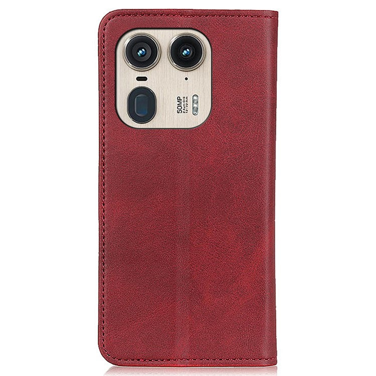 For Motorola Edge 50 Ultra 5G / Moto X50 Ultra 5G Wallet Case Split Leather Magnetic Closing Phone Cover - Red