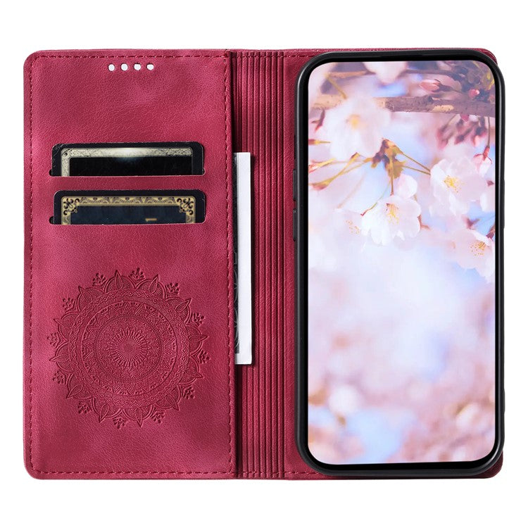 Style-010 For Samsung Galaxy M55 5G / C55 5G / F55 5G Leather Case Imprinted Magnetic Auto Closing Cell Phone Cover - Rose
