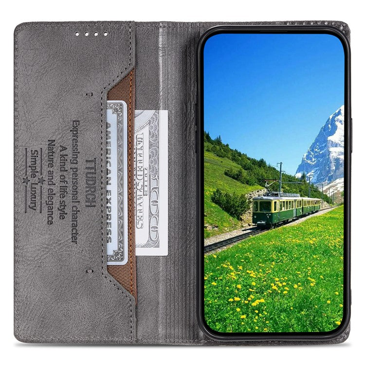 TTUDRCH Style 007 For Samsung Galaxy M55 5G / C55 5G / F55 5G Leather Wallet Case RFID Blocking Phone Cover - Grey
