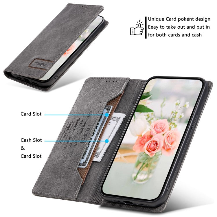 TTUDRCH Style 007 For Samsung Galaxy M55 5G / C55 5G / F55 5G Leather Wallet Case RFID Blocking Phone Cover - Grey