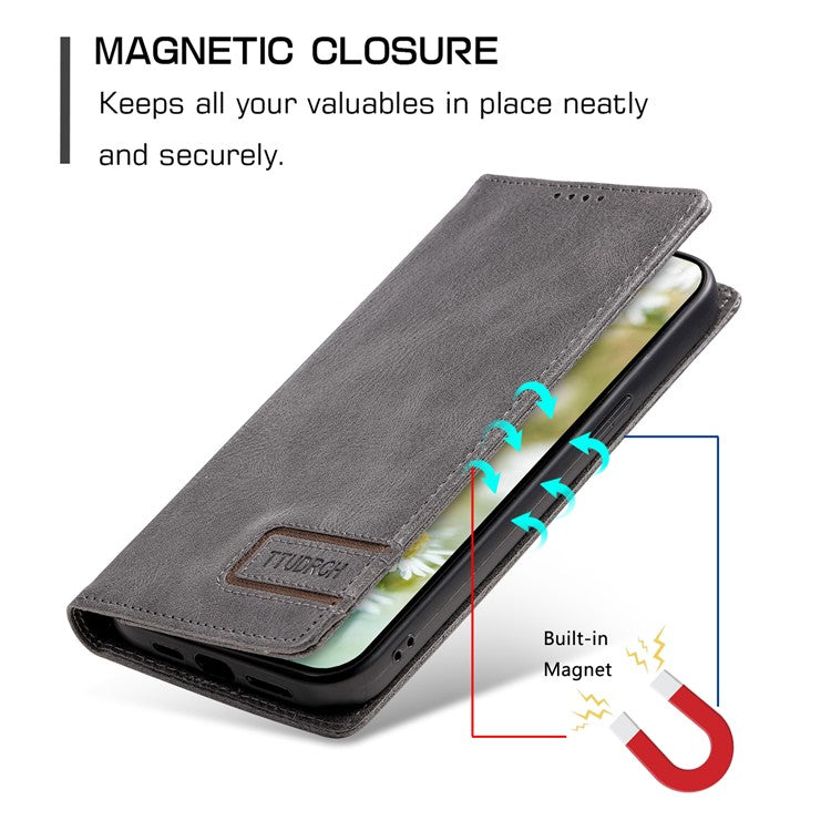 TTUDRCH Style 007 For Samsung Galaxy M55 5G / C55 5G / F55 5G Leather Wallet Case RFID Blocking Phone Cover - Grey
