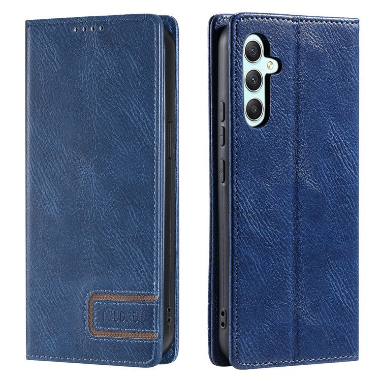 TTUDRCH Style 007 For Samsung Galaxy M55 5G / C55 5G / F55 5G Leather Wallet Case RFID Blocking Phone Cover - Blue
