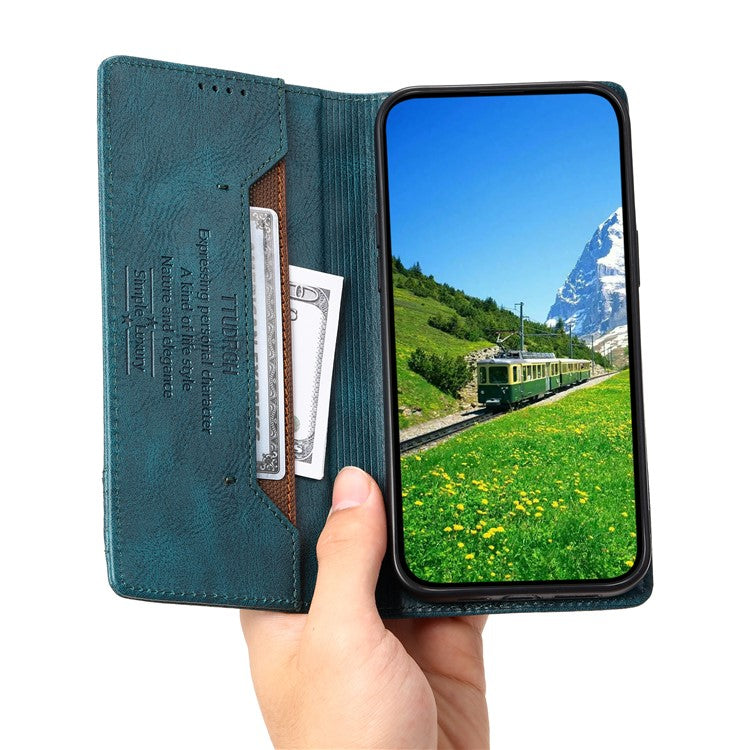 TTUDRCH Style 007 For Samsung Galaxy M55 5G / C55 5G / F55 5G Leather Wallet Case RFID Blocking Phone Cover - Green