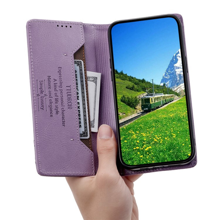 TTUDRCH Style 007 For Samsung Galaxy M55 5G / C55 5G / F55 5G Leather Wallet Case RFID Blocking Phone Cover - Purple