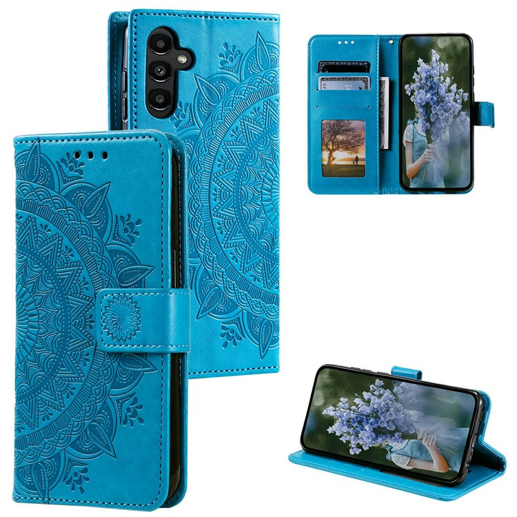 For Samsung Galaxy M55 5G / C55 5G / F55 5G Wholesale Phone Cases Full Protection Leather Wallet Phone Cover with Strap - Blue