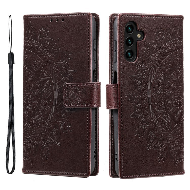 For Samsung Galaxy M55 5G / C55 5G / F55 5G Wholesale Phone Cases Full Protection Leather Wallet Phone Cover with Strap - Brown