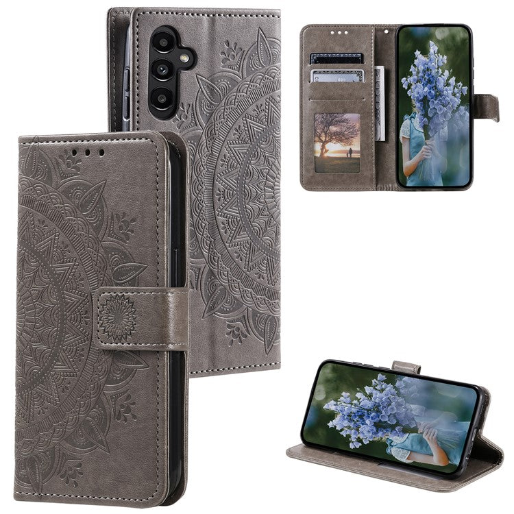 For Samsung Galaxy M55 5G / C55 5G / F55 5G Wholesale Phone Cases Full Protection Leather Wallet Phone Cover with Strap - Grey