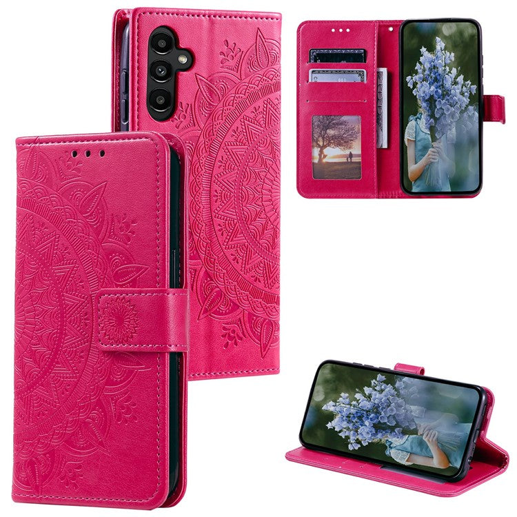For Samsung Galaxy M55 5G / C55 5G / F55 5G Wholesale Phone Cases Full Protection Leather Wallet Phone Cover with Strap - Rose