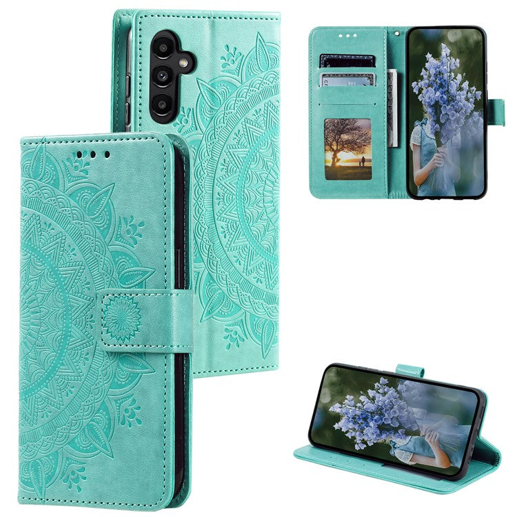 For Samsung Galaxy M55 5G / C55 5G / F55 5G Wholesale Phone Cases Full Protection Leather Wallet Phone Cover with Strap - Green