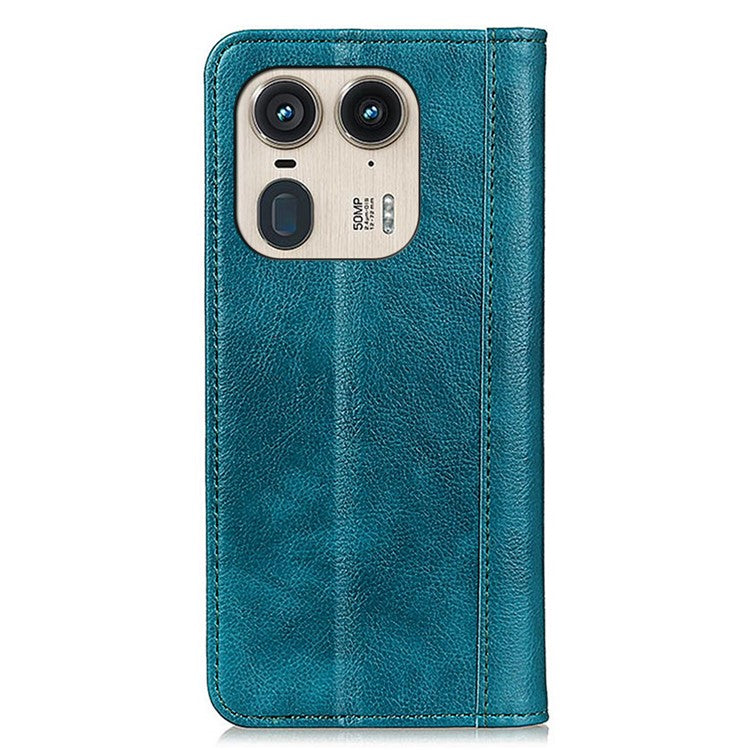 For Motorola Edge 50 Ultra 5G / Moto X50 Ultra 5G Case Split Leather Litchi Texture Protective Cover with Magnetic Closure - Green