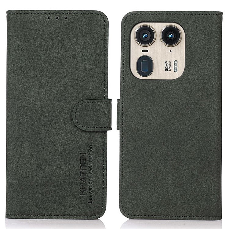 KHAZNEH For Motorola Edge 50 Ultra 5G / Moto X50 Ultra 5G Magnetic Case Texture Leather Soft Touch Mobile Phone Cover - Green