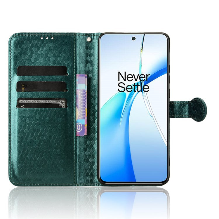 For OnePlus Nord CE4 5G / Oppo K12 Leather Case Dot Pattern Card Holder Stand Phone Cover - Green