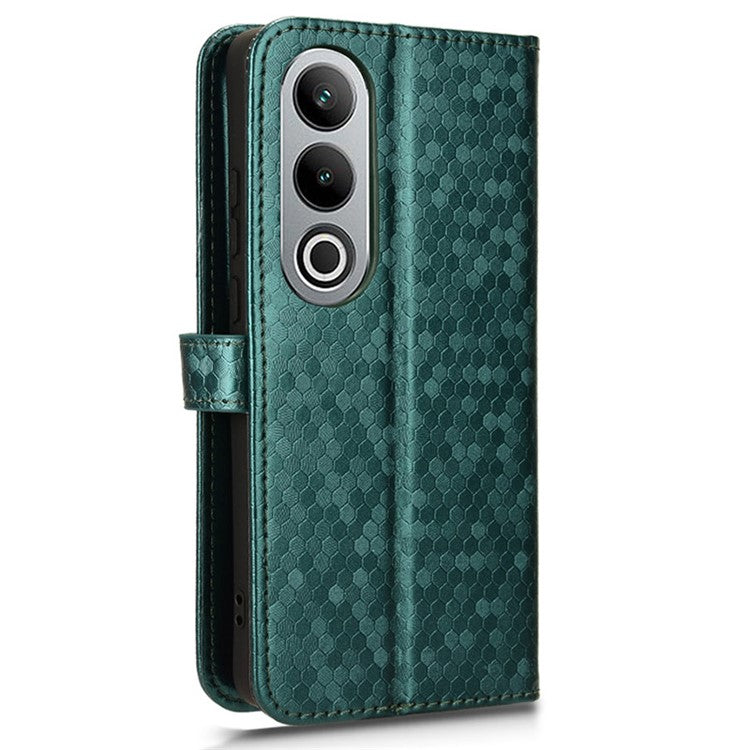 For OnePlus Nord CE4 5G / Oppo K12 Leather Case Dot Pattern Card Holder Stand Phone Cover - Green
