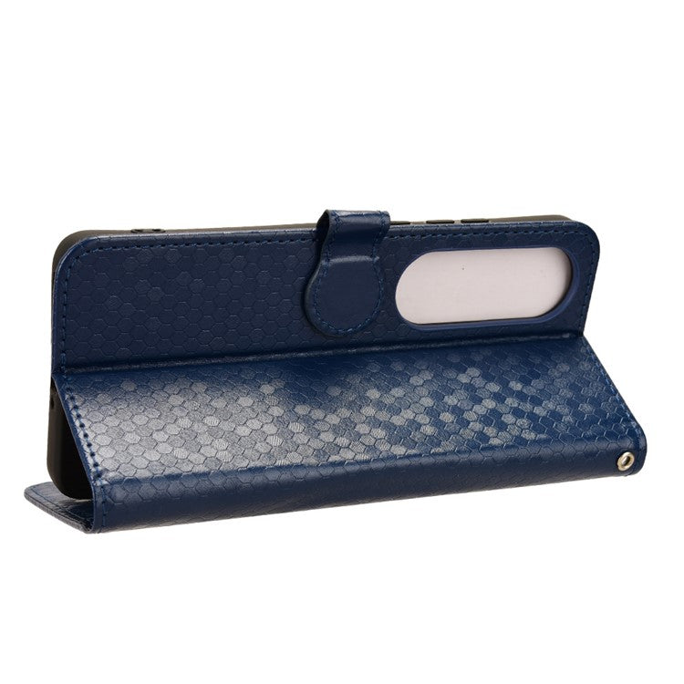 For OnePlus Nord CE4 5G / Oppo K12 Leather Case Dot Pattern Card Holder Stand Phone Cover - Dark Blue