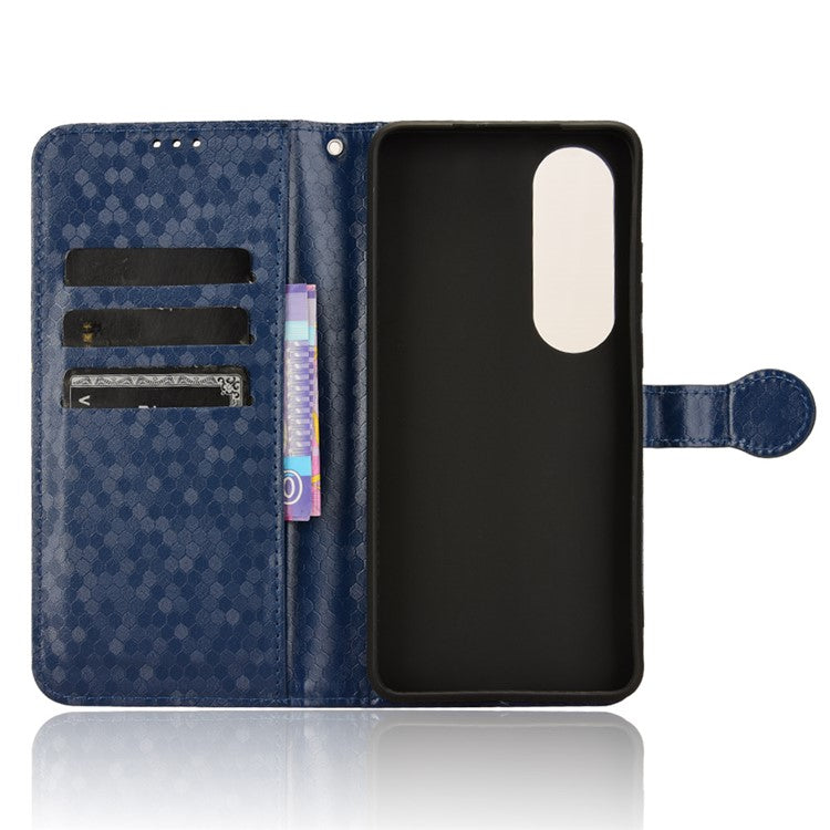 For OnePlus Nord CE4 5G / Oppo K12 Leather Case Dot Pattern Card Holder Stand Phone Cover - Dark Blue