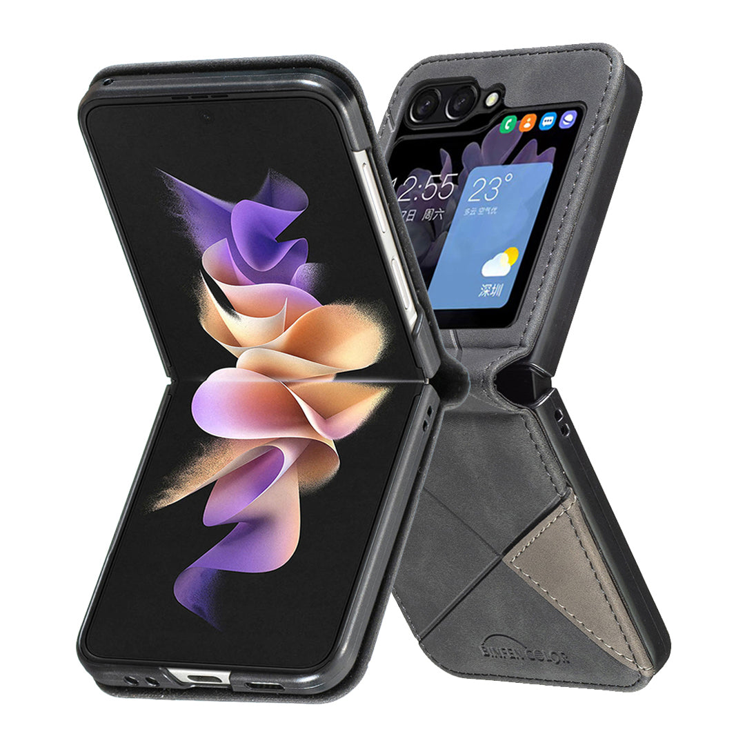 For Samsung Galaxy Z Flip6 5G Case Fall Proof Phone Cover Geometric Imprinted - Black