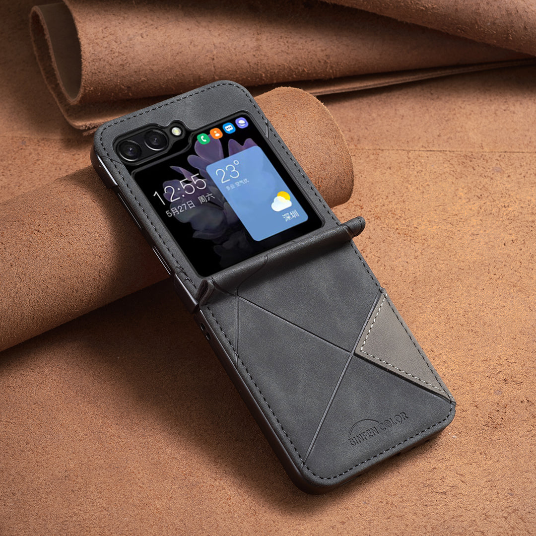 For Samsung Galaxy Z Flip6 5G Case Fall Proof Phone Cover Geometric Imprinted - Black