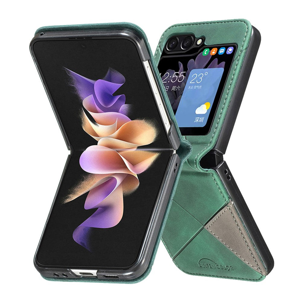 For Samsung Galaxy Z Flip7 FE 5G / Z Flip6 5G / Z Flip5 5G Case Fall Proof Phone Cover Geometric Imprinted - Green