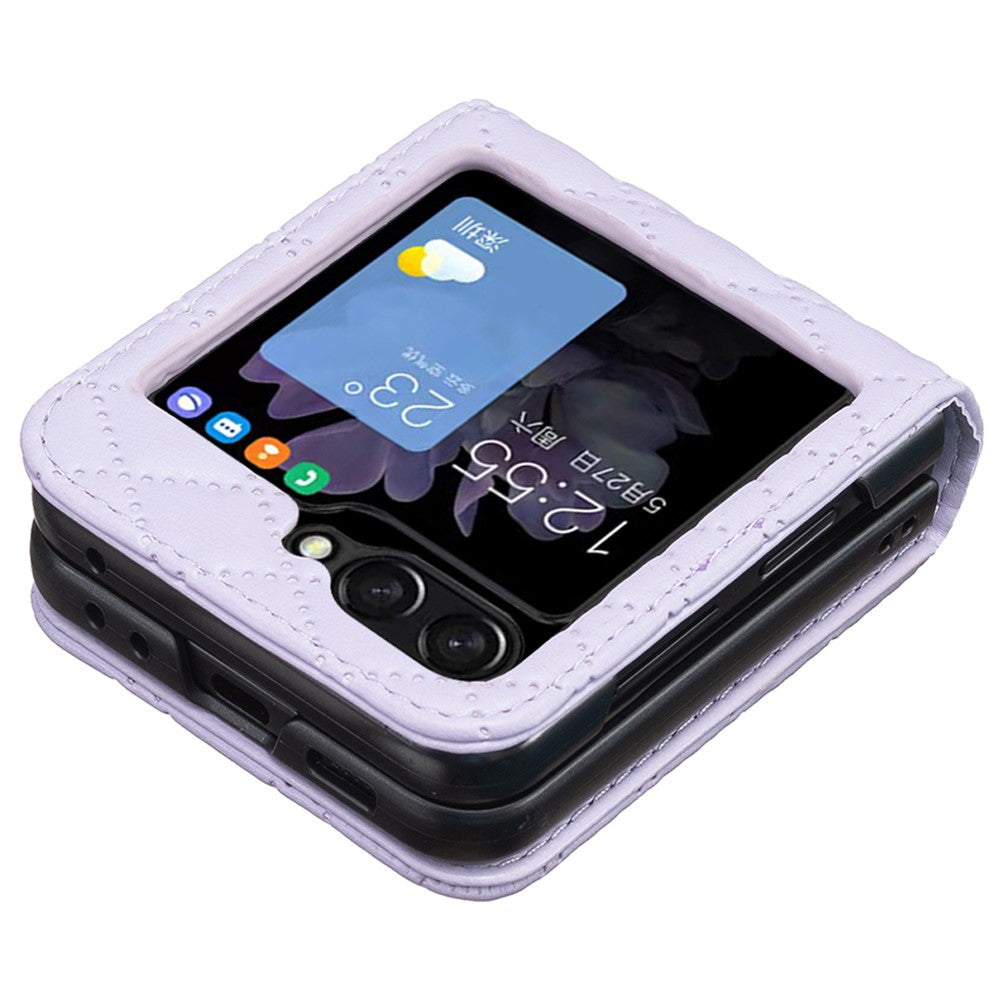 BINFEN COLOR For Samsung Galaxy Z Flip7 FE 5G / Z Flip6 5G / Z Flip5 5G Case Rhombus PU Leather Folding Phone Cover - Purple