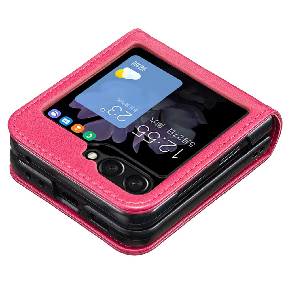 For Samsung Galaxy Z Flip7 FE 5G / Z Flip6 5G / Z Flip5 5G Case Butterfly Pattern PU Leather + PC Anti-Scratch Phone Cover - Rose