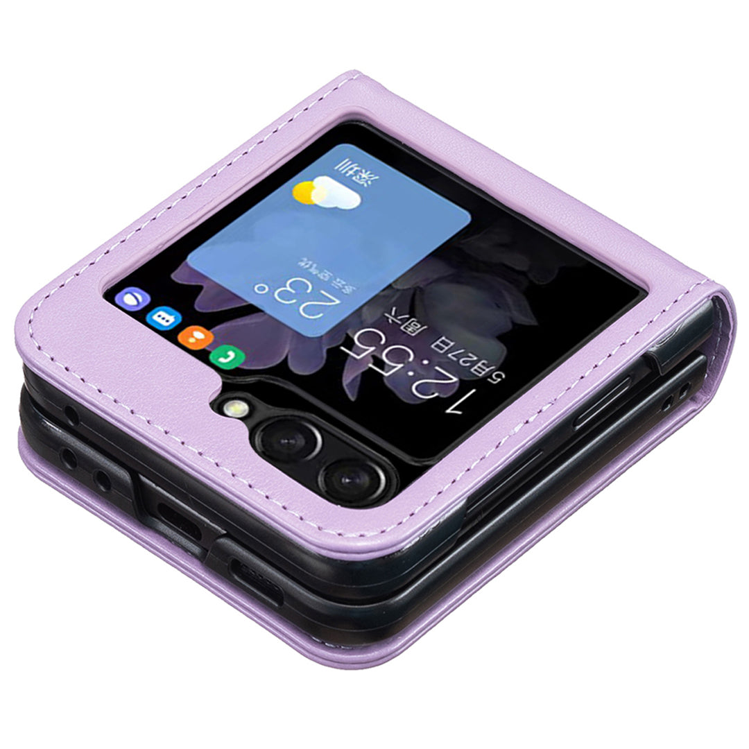 For Samsung Galaxy Z Flip6 5G Case Butterfly Pattern PU Leather + PC Anti-Scratch Phone Cover - Purple