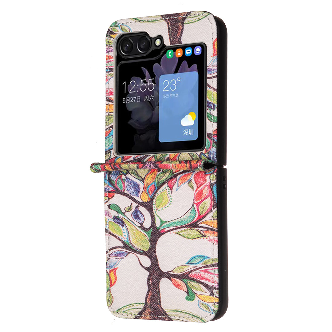 For Samsung Galaxy Z Flip6 5G Case Pattern Print PU Leather Phone Shell - Life Tree