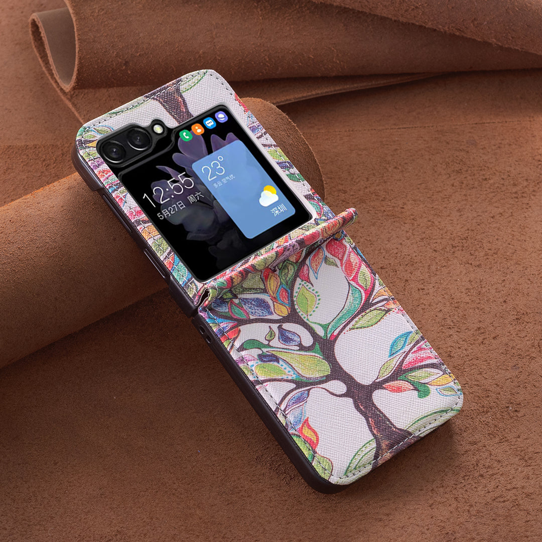 For Samsung Galaxy Z Flip6 5G Case Pattern Print PU Leather Phone Shell - Life Tree