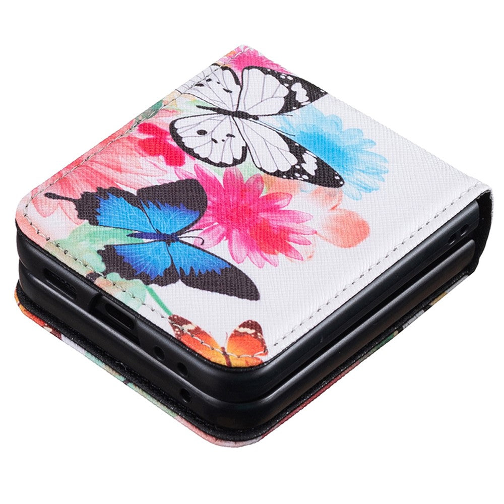 For Samsung Galaxy Z Flip7 FE 5G / Z Flip6 5G / Z Flip5 5G Case Pattern Print PU Leather Phone Shell - Two Butterflies