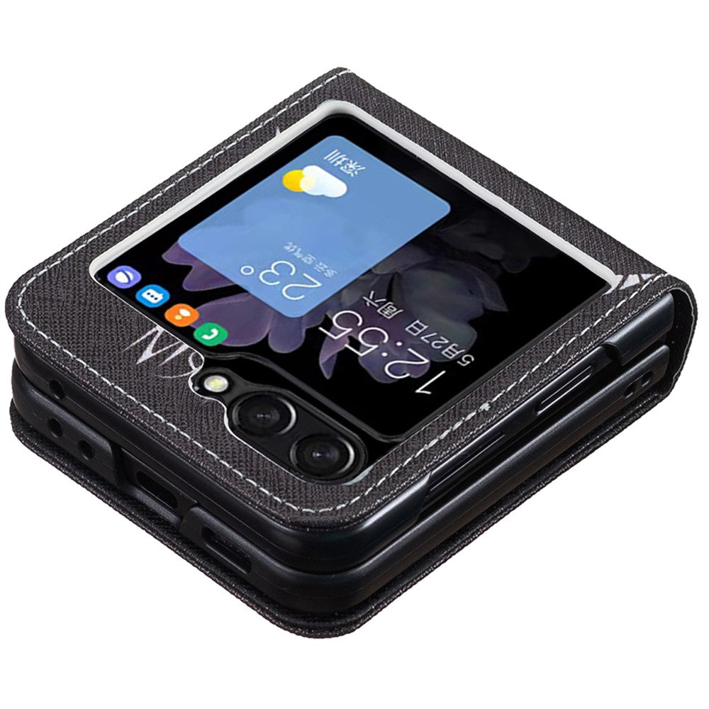 For Samsung Galaxy Z Flip7 FE 5G / Z Flip6 5G / Z Flip5 5G Case Pattern Print PU Leather Phone Shell - Don't Touch My Phone