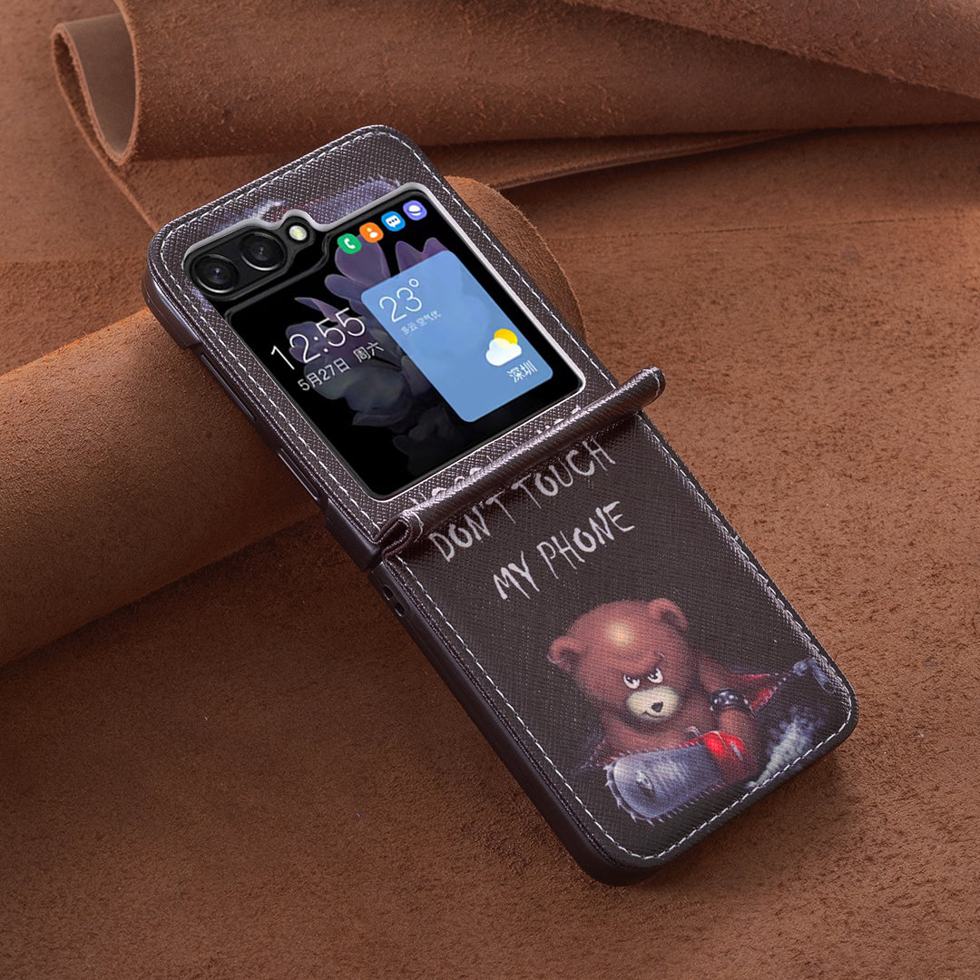 For Samsung Galaxy Z Flip6 5G Case Pattern Print PU Leather Phone Shell - Bear