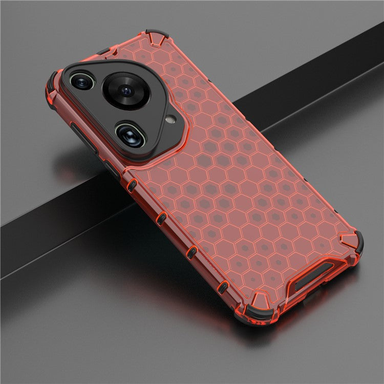 For Huawei Pura 70 Ultra Case Honeycomb Design PC+TPU Hybrid Phone Cover - Red