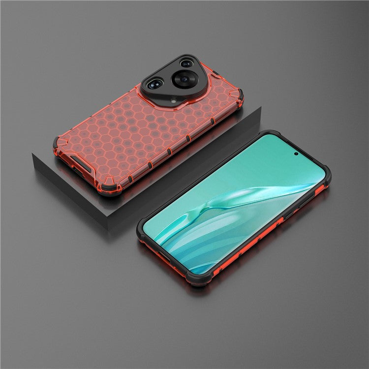 For Huawei Pura 70 Ultra Case Honeycomb Design PC+TPU Hybrid Phone Cover - Red