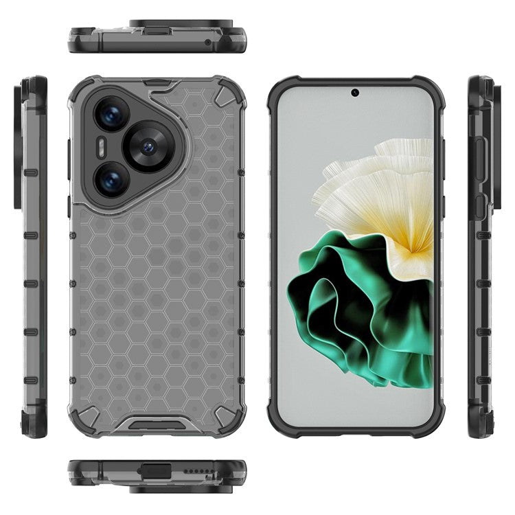 For Huawei Pura 70 Case Honeycomb PC+TPU Air Cushion Drop Protection Phone Cover - Black