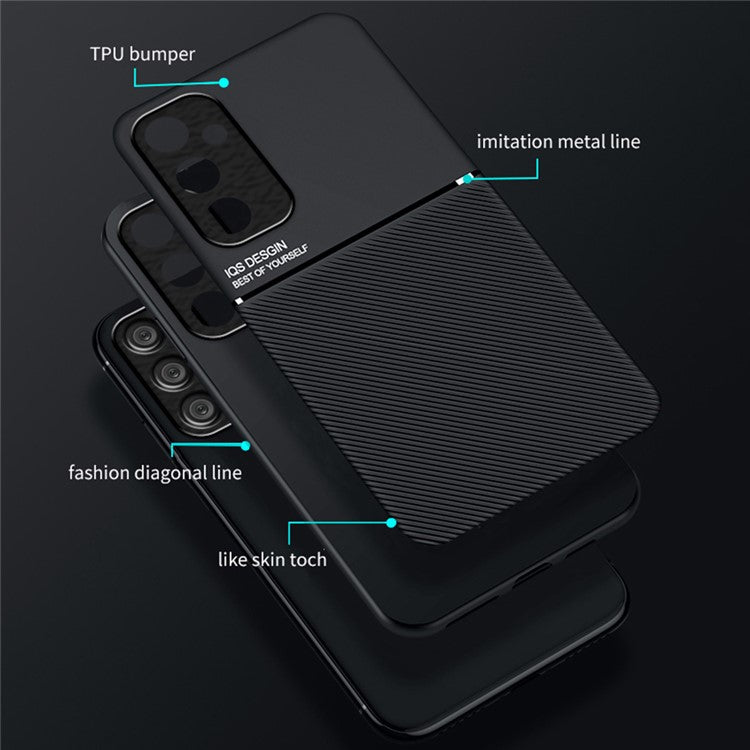 For Samsung Galaxy A35 5G Phone Cover Anti-scratch Back Case with Magnetic Holder Metal Sheet - Blue