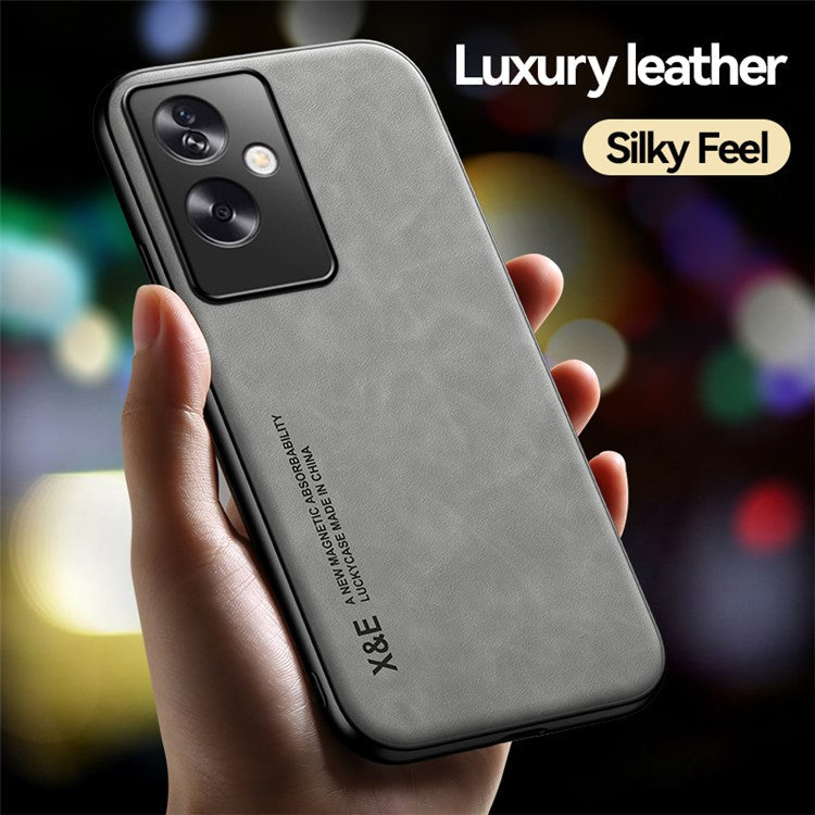 X&E For Oppo A2 5G / A79 5G Phone Case PU Leather Coated TPU+PC Skin-touch Back Cover - Dark Grey