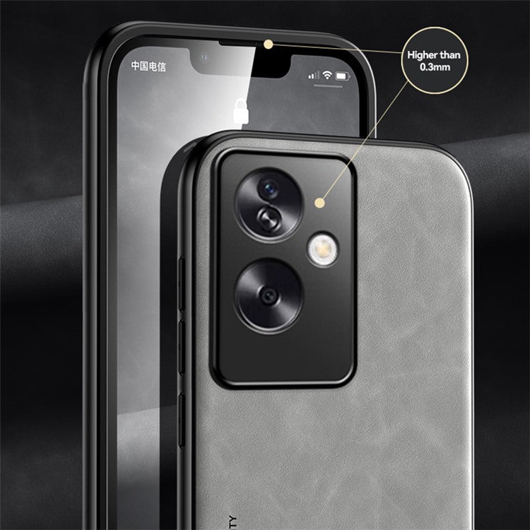 X&E For Oppo A2 5G / A79 5G Phone Case PU Leather Coated TPU+PC Skin-touch Back Cover - Dark Grey