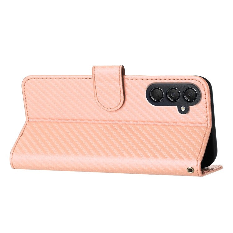 YX0070 For Samsung Galaxy M55 5G / C55 5G / F55 5G Wallet Case Carbon Fiber Texture Leather Phone Cover - Pink