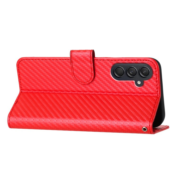 YX0070 For Samsung Galaxy M55 5G / C55 5G / F55 5G Wallet Case Carbon Fiber Texture Leather Phone Cover - Red