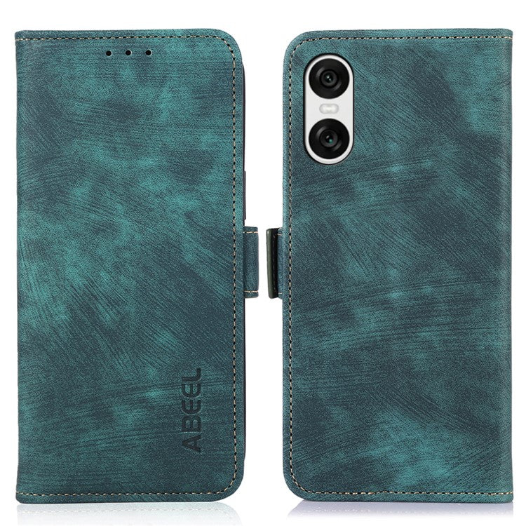 ABEEL For Sony Xperia 10 VI Case Retro Magnetic Flip Shock Absorbing Phone Leather Cover - Green