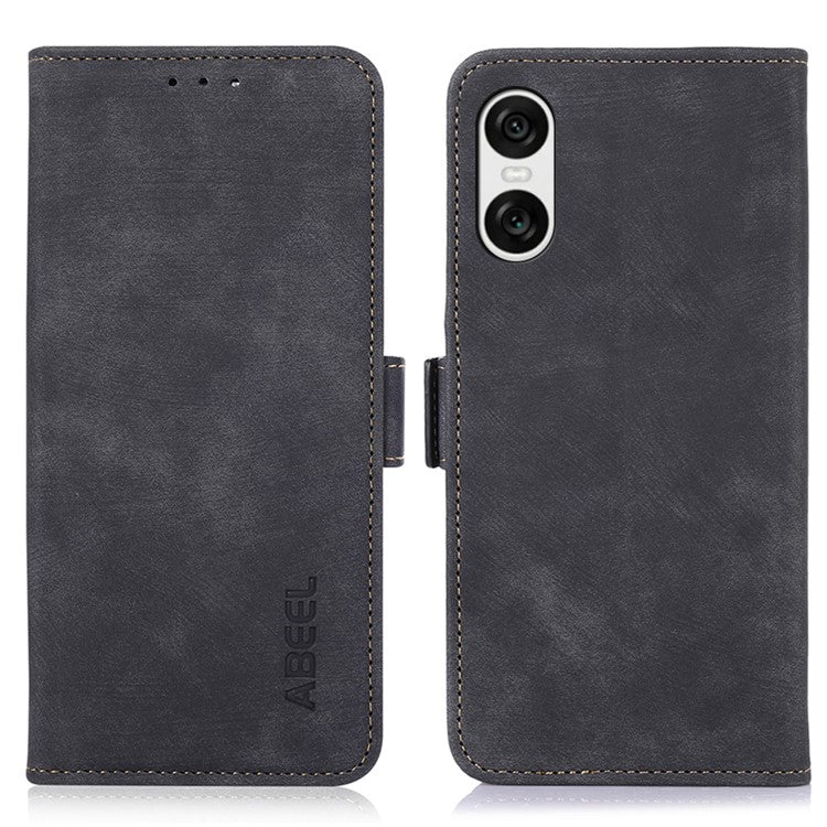 ABEEL For Sony Xperia 10 VI Case Retro Magnetic Flip Shock Absorbing Phone Leather Cover - Black
