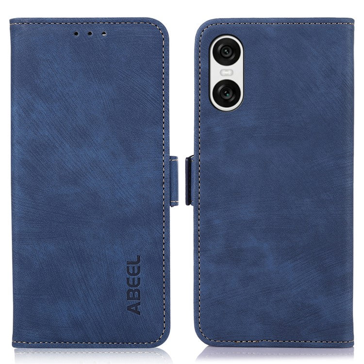 ABEEL For Sony Xperia 10 VI Case Retro Magnetic Flip Shock Absorbing Phone Leather Cover - Blue